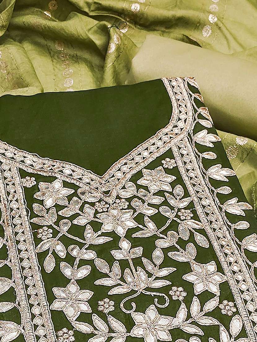 women solid with work embroidered unstitched suit set - 22252025 -  Standard Image - 3