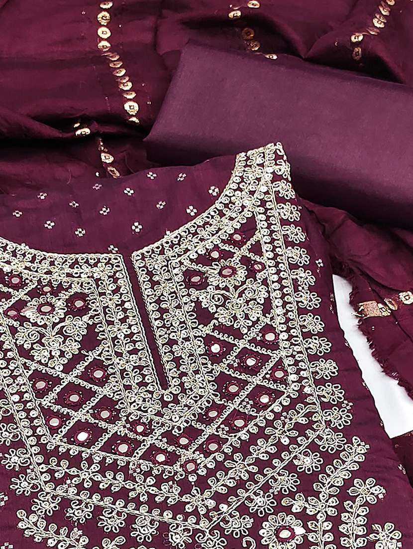 women self design embroidered unstitched suit set - 22252033 -  Standard Image - 3