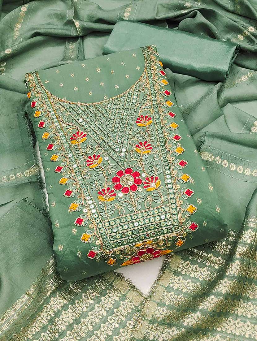 women self design embroidered unstitched suit set