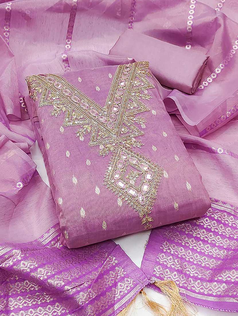 women self design embroidered unstitched suit set