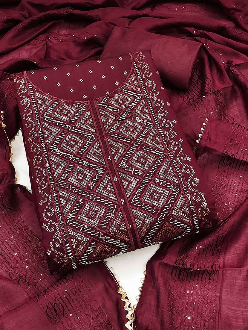 women self design embroidered unstitched suit set