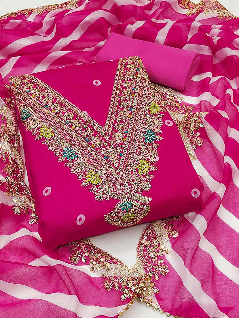 women self design embroidered unstitched suit set