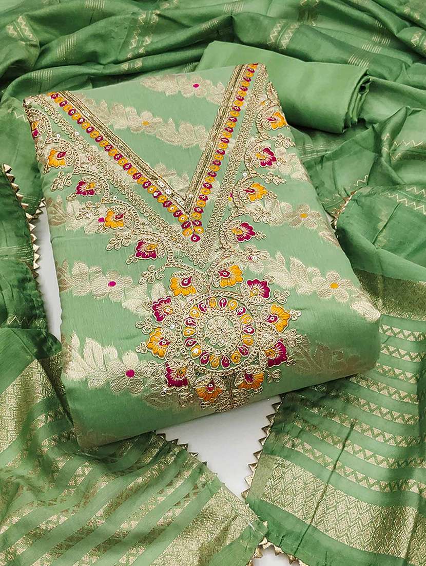 women self design embroidered unstitched suit set