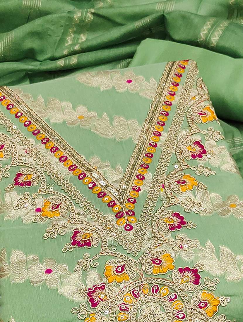 women self design embroidered unstitched suit set - 22252060 -  Standard Image - 3