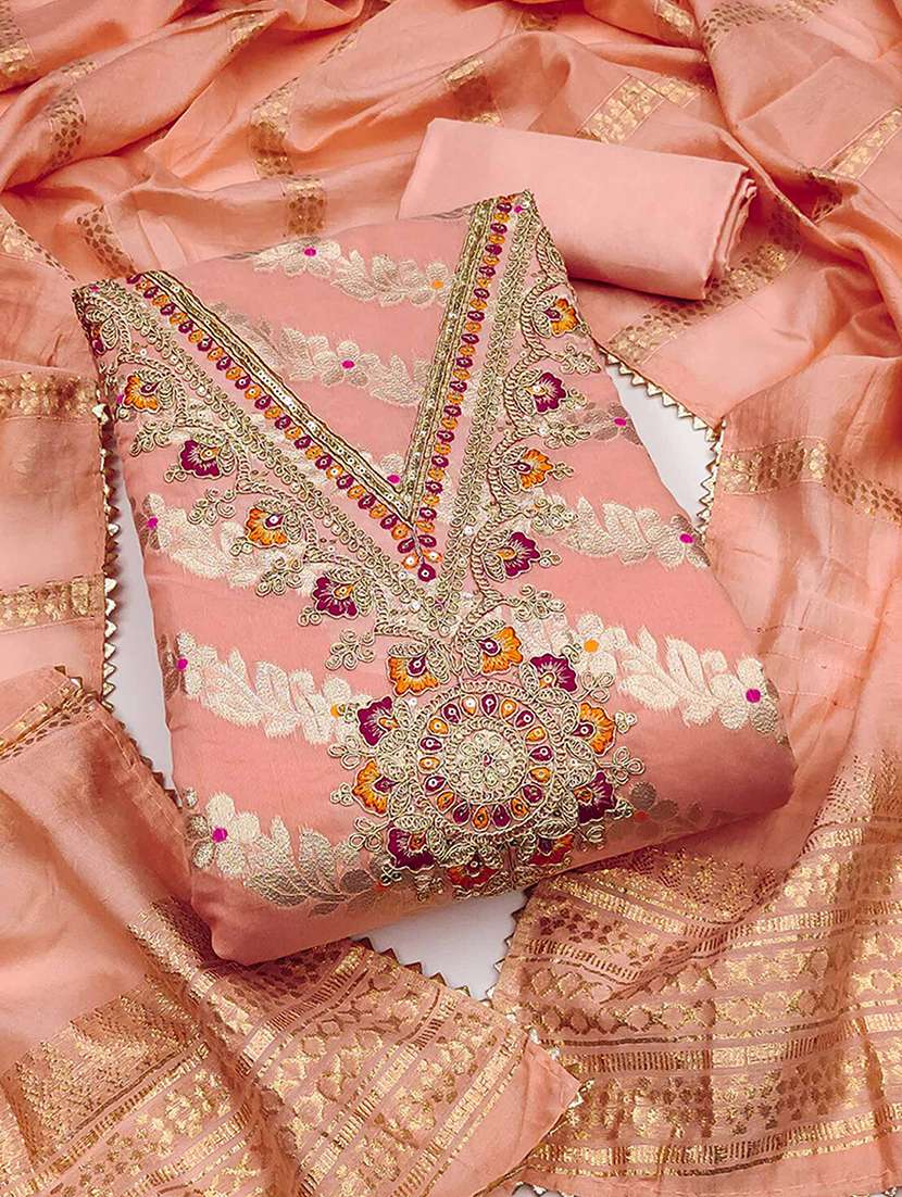 women self design embroidered unstitched suit set