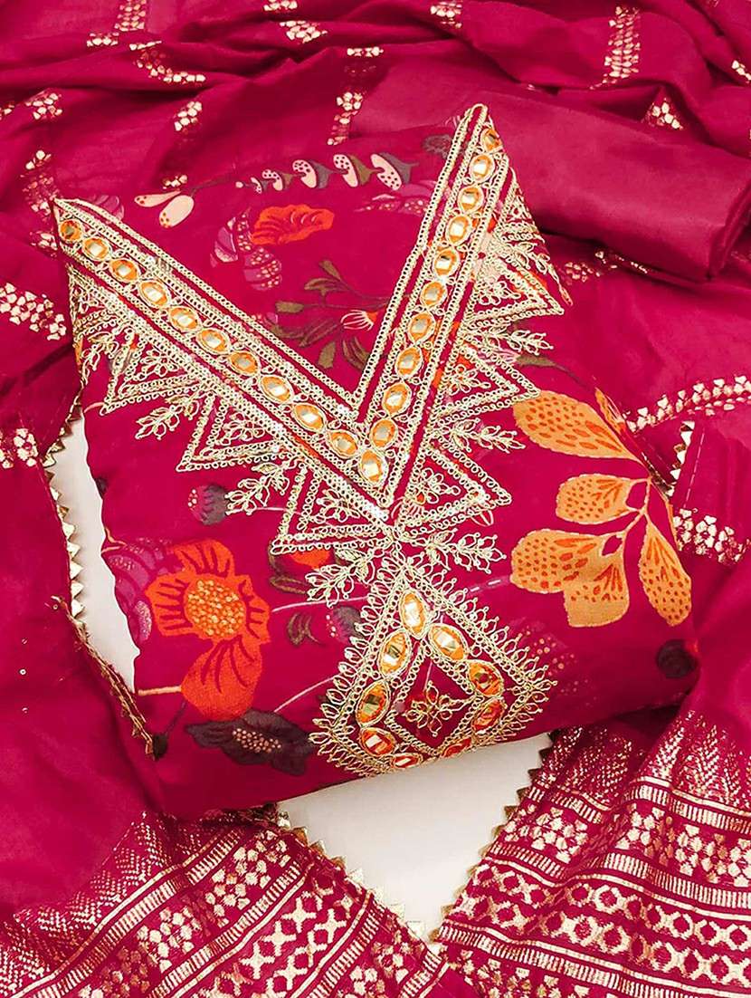 women floral embroidered unstitched suit set