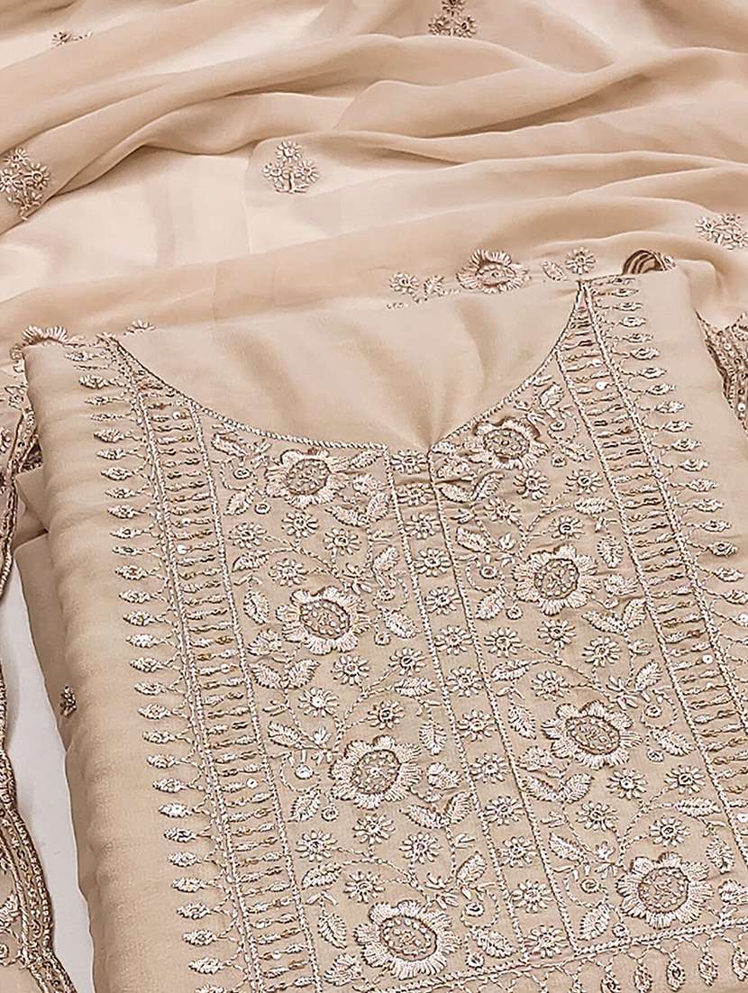 women solid with work embroidered unstitched suit set - 22252106 -  Standard Image - 3