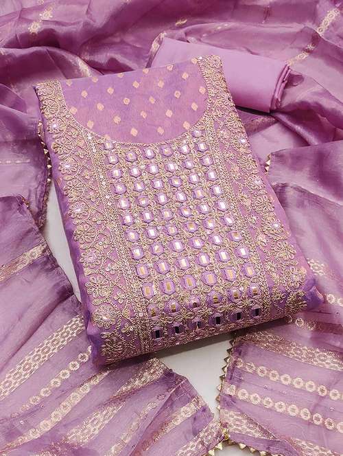 women self design embroidered unstitched suit set - 22252136 -  Standard Image - 0