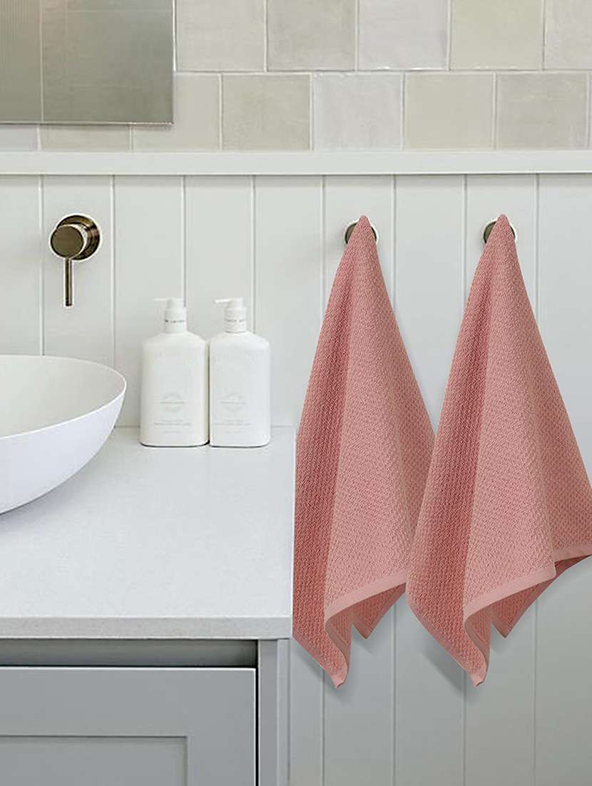 jamio firati pink hand towels, premium cotton, set of 2