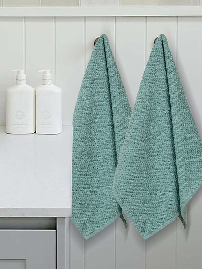 jamio firati green hand towels, premium cotton, set of 2