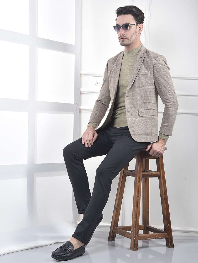 men checkered lapel collar single breasted casual blazer - 22253122 -  Standard Image - 5