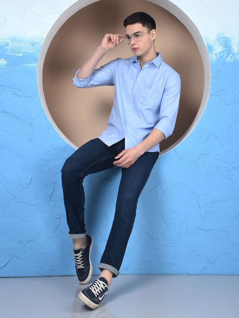 men solid long sleeve slim fit casual shirt - 22253150 -  Standard Image - 5