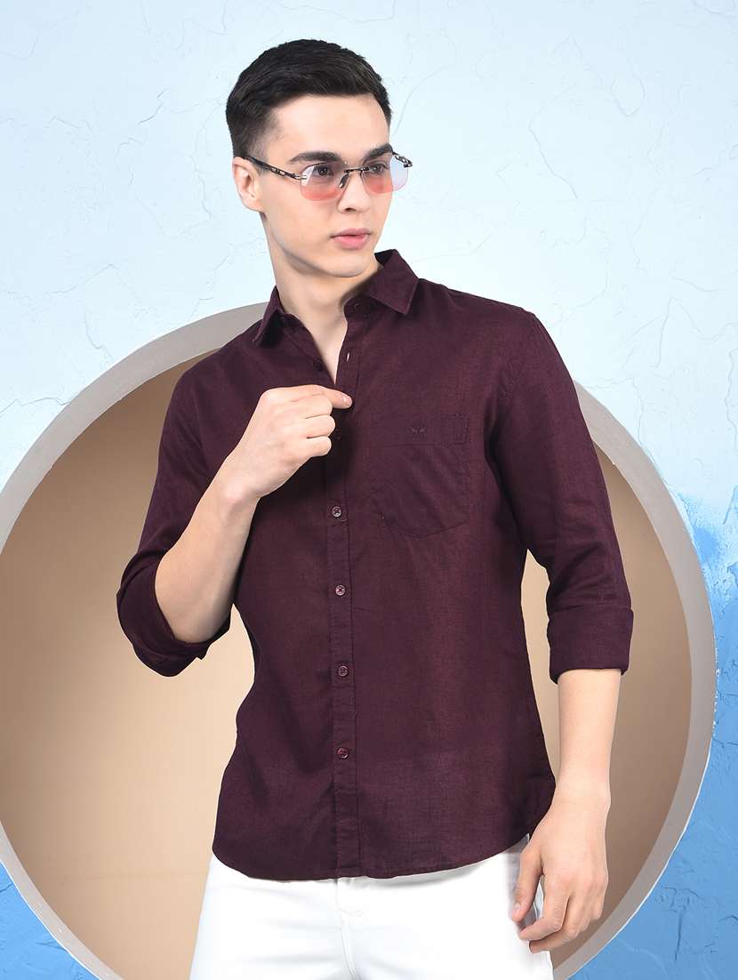 men solid long sleeve slim fit casual shirt