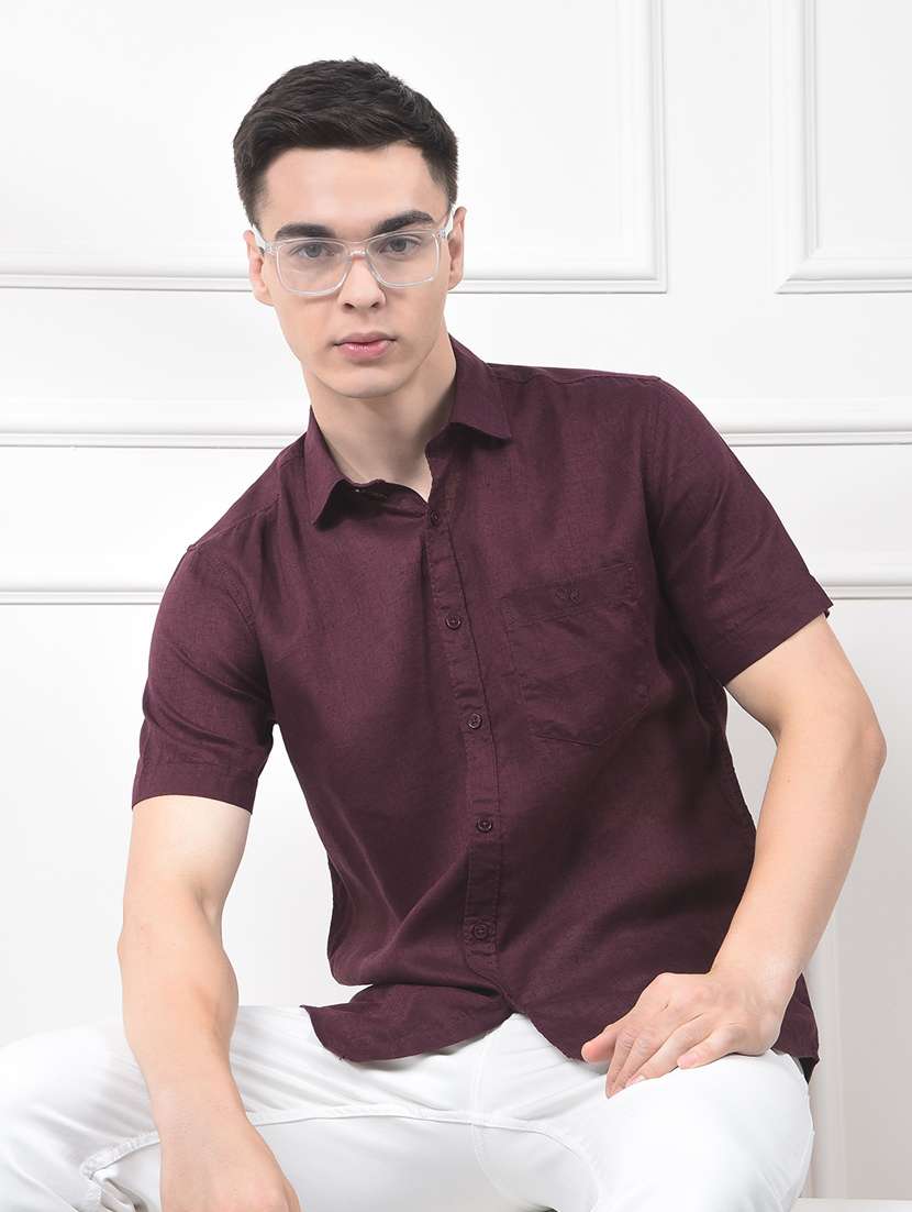 men collared short sleeve casual shirt