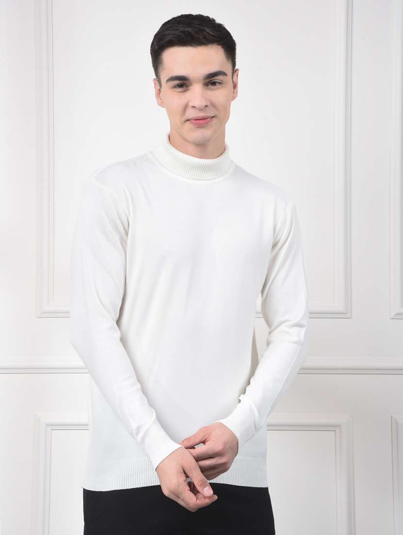 men solid long sleeve pullover