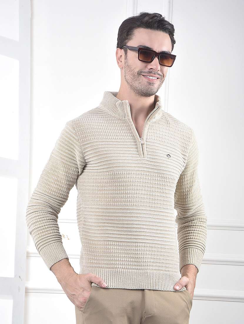 men mock neck long sleeve pullover