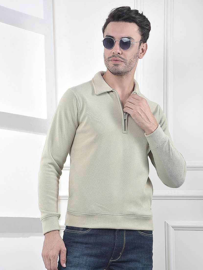 men solid long sleeve polo sweatshirt