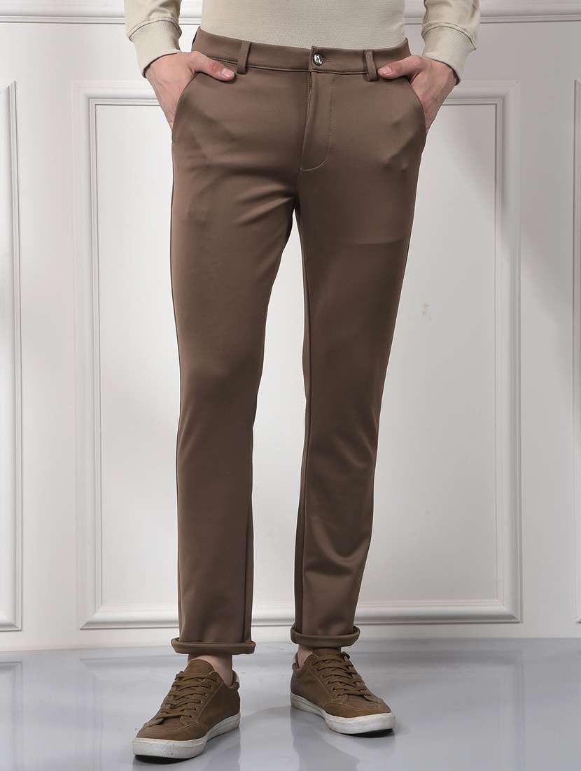 men solid mid rise slim fit chinos 