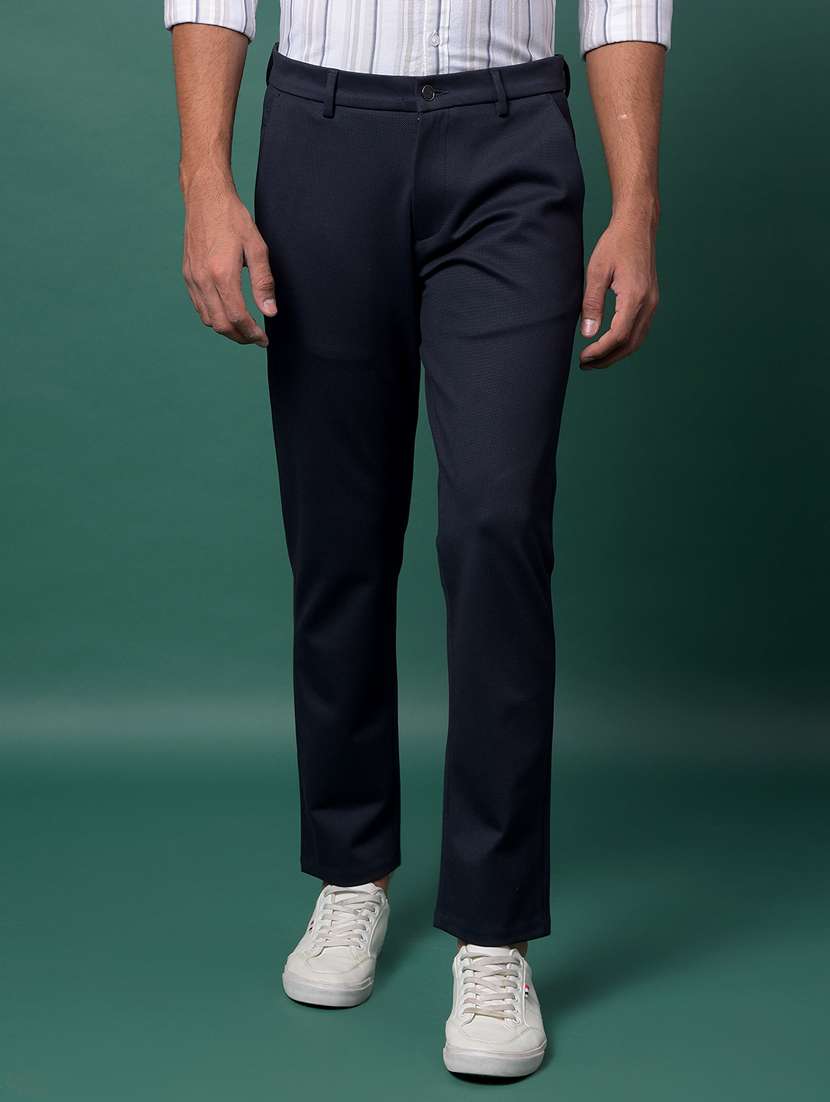 men solid mid rise slim fit chinos 