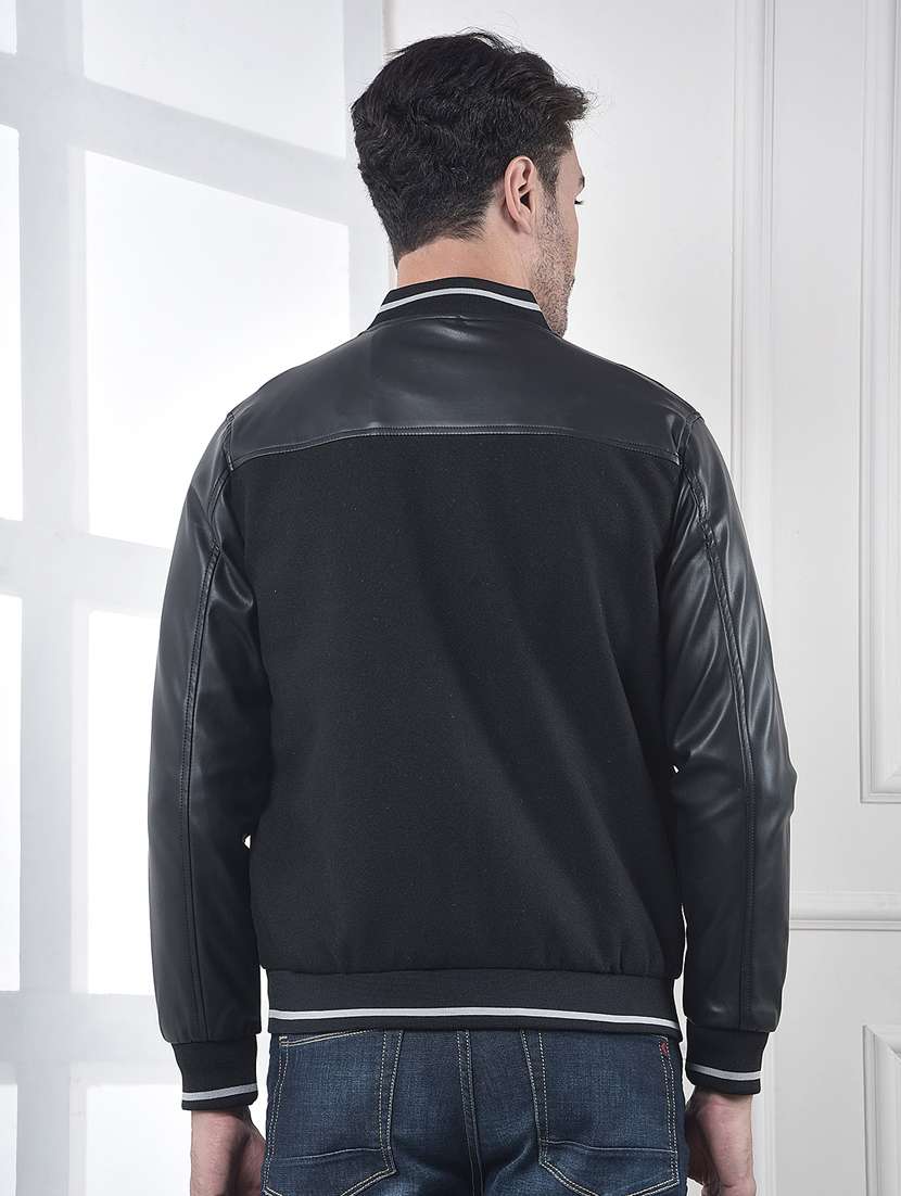 men solid long sleeve varsity jacket - 22253285 -  Standard Image - 3