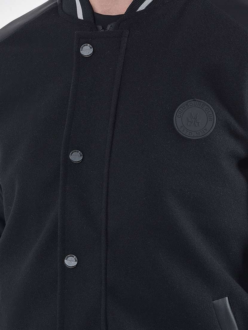 men solid long sleeve varsity jacket - 22253285 -  Standard Image - 5