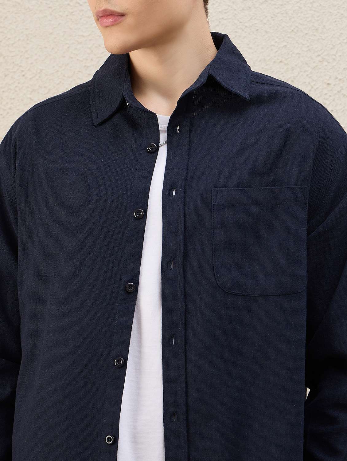men solid long sleeve oversized casual shirt - 22253288 -  Standard Image - 5