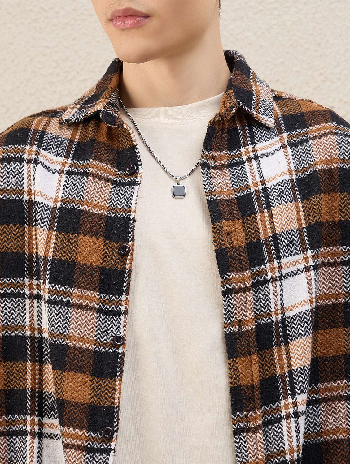 men checkered long sleeve oversized shacket - 22253289 -  Standard Image - 5