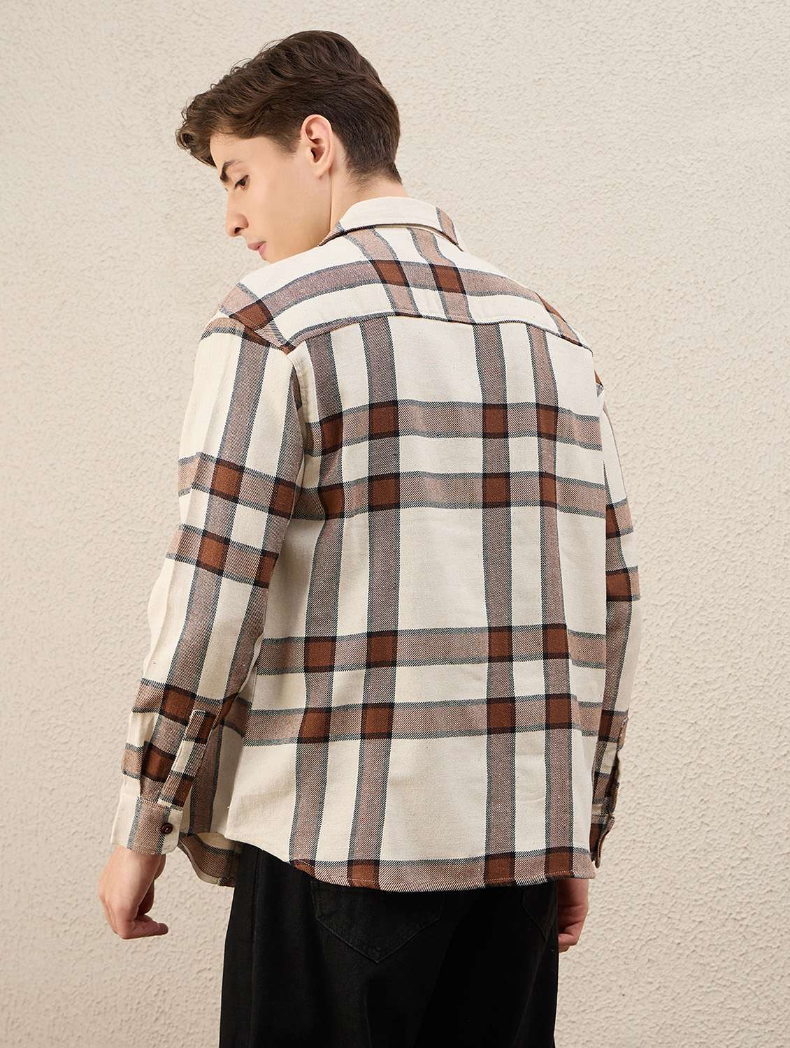 men checkered long sleeve oversized shacket - 22253292 -  Standard Image - 3