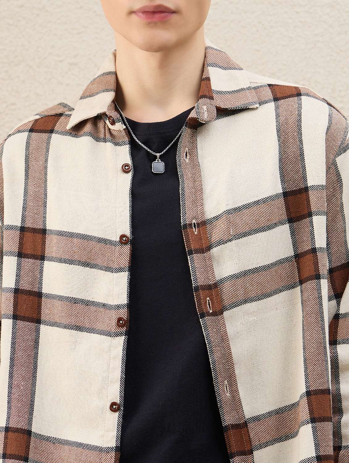 men checkered long sleeve oversized shacket - 22253292 -  Standard Image - 5