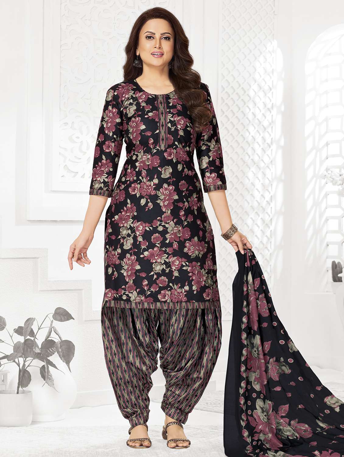 black cotton kurta patiala  set