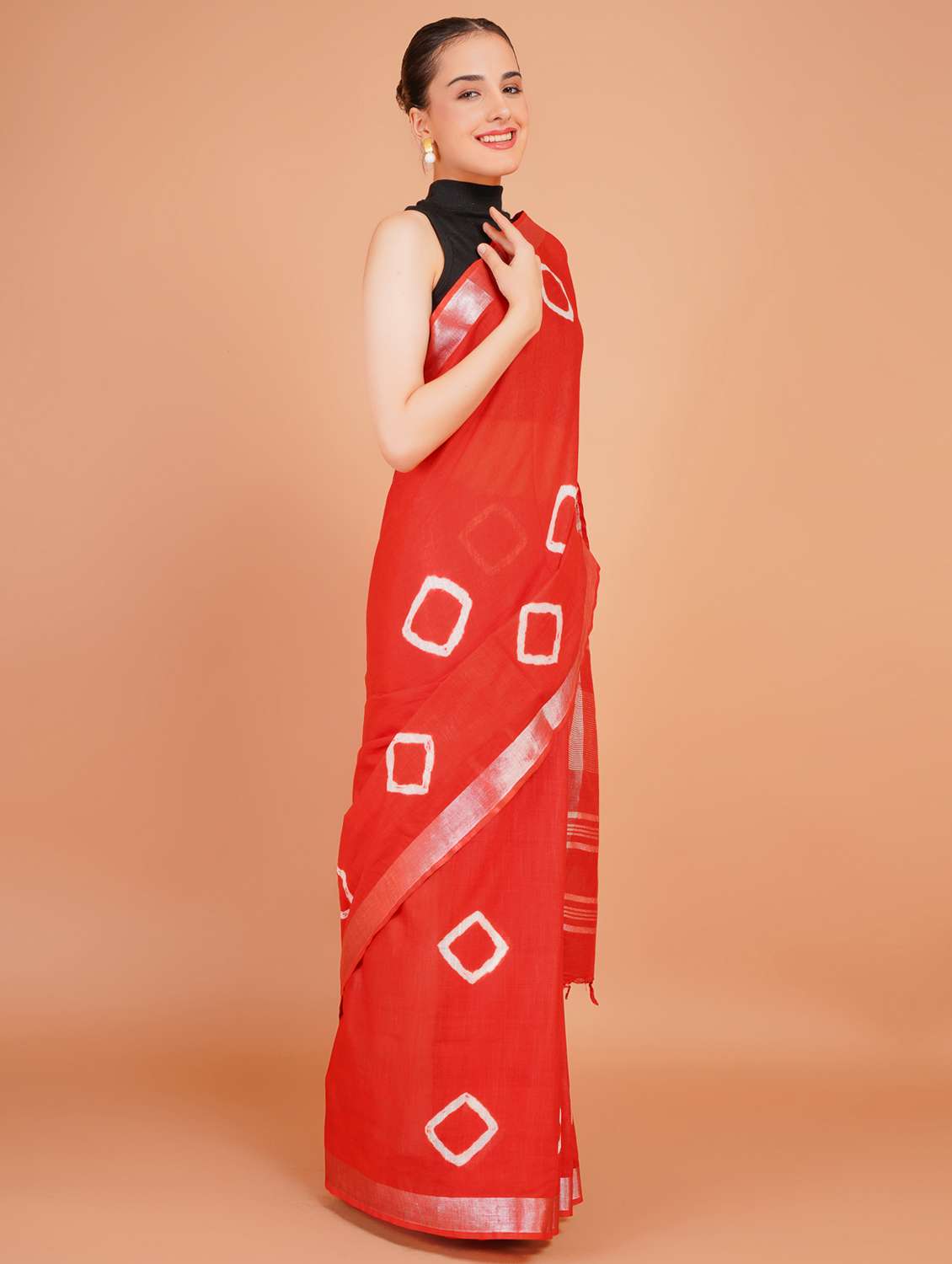 women tie & dye printed saree with blouse - 22253411 -  Standard Image - 3