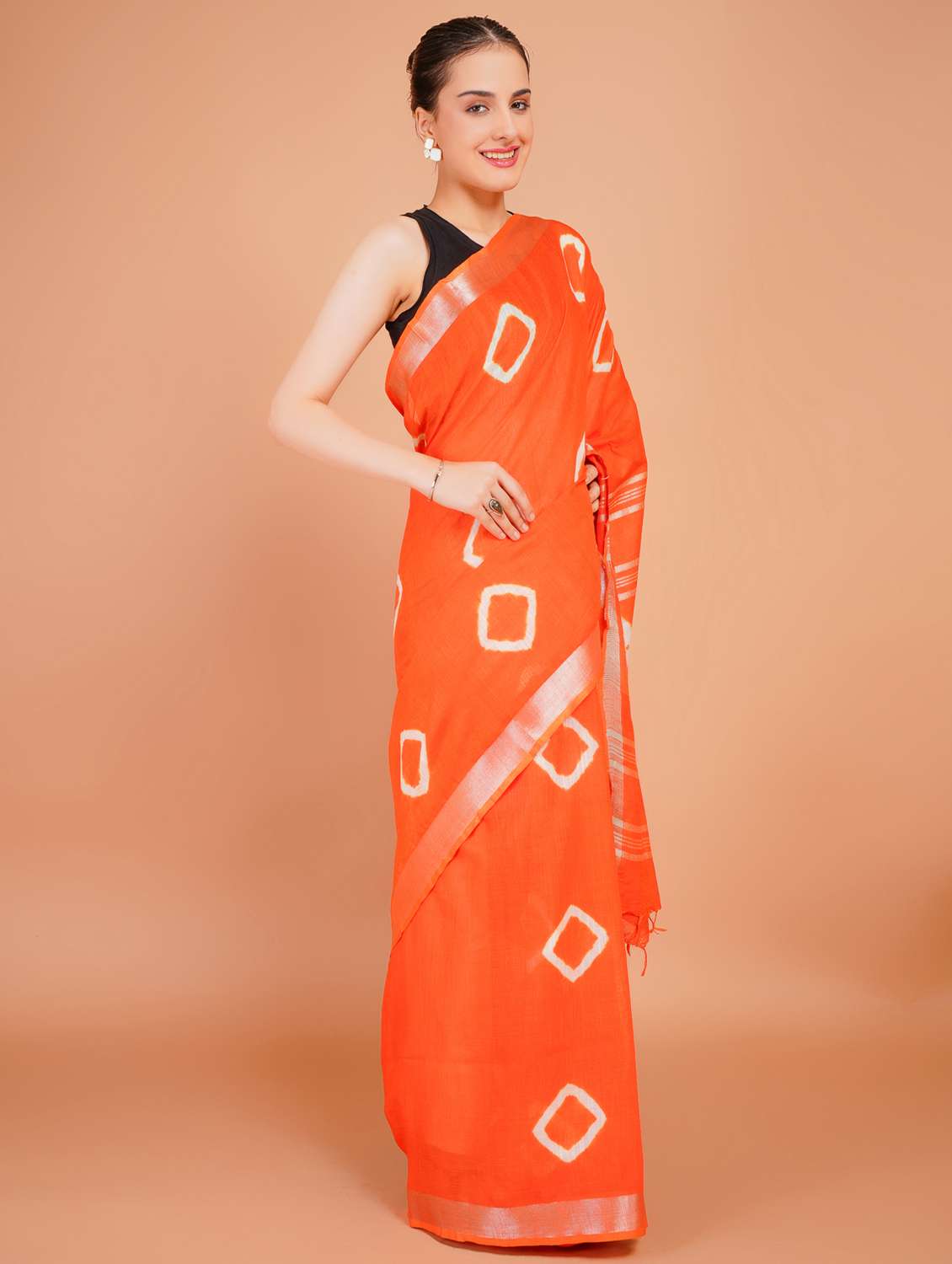 women tie & dye printed saree with blouse - 22253412 -  Standard Image - 3
