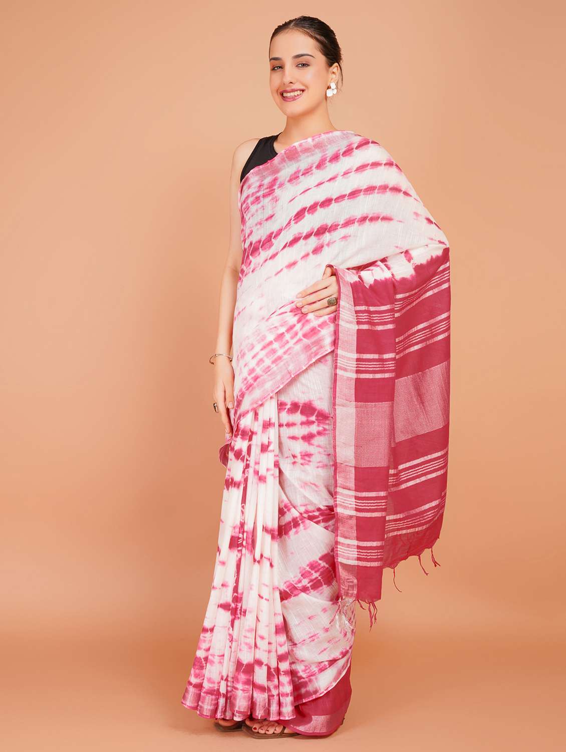 women tie & dye printed saree with blouse - 22253417 -  Standard Image - 3