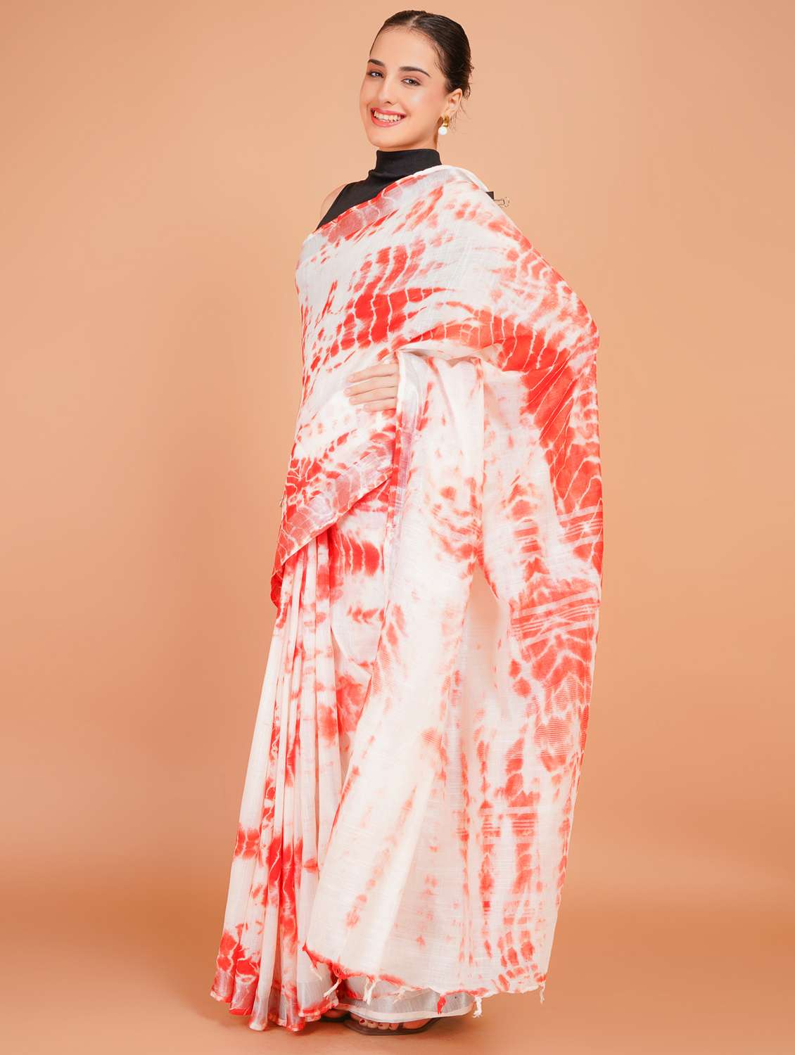 women tie & dye printed saree with blouse - 22253419 -  Standard Image - 3