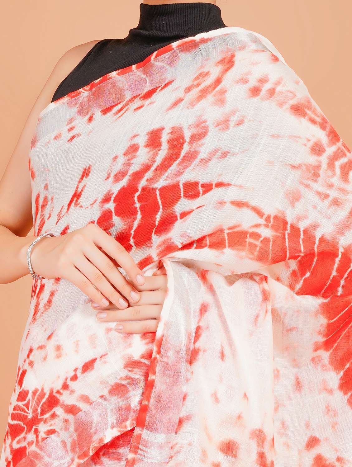 women tie & dye printed saree with blouse - 22253419 -  Standard Image - 5