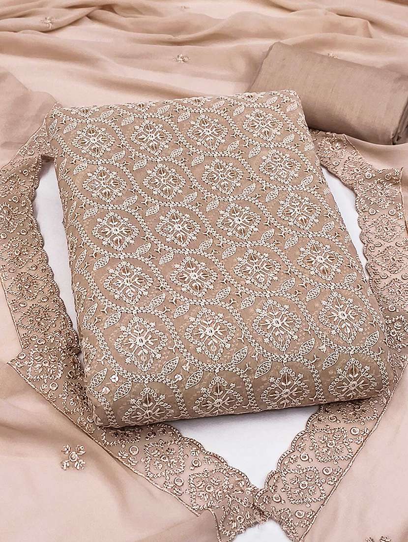 women solid with work embroidered unstitched suit set