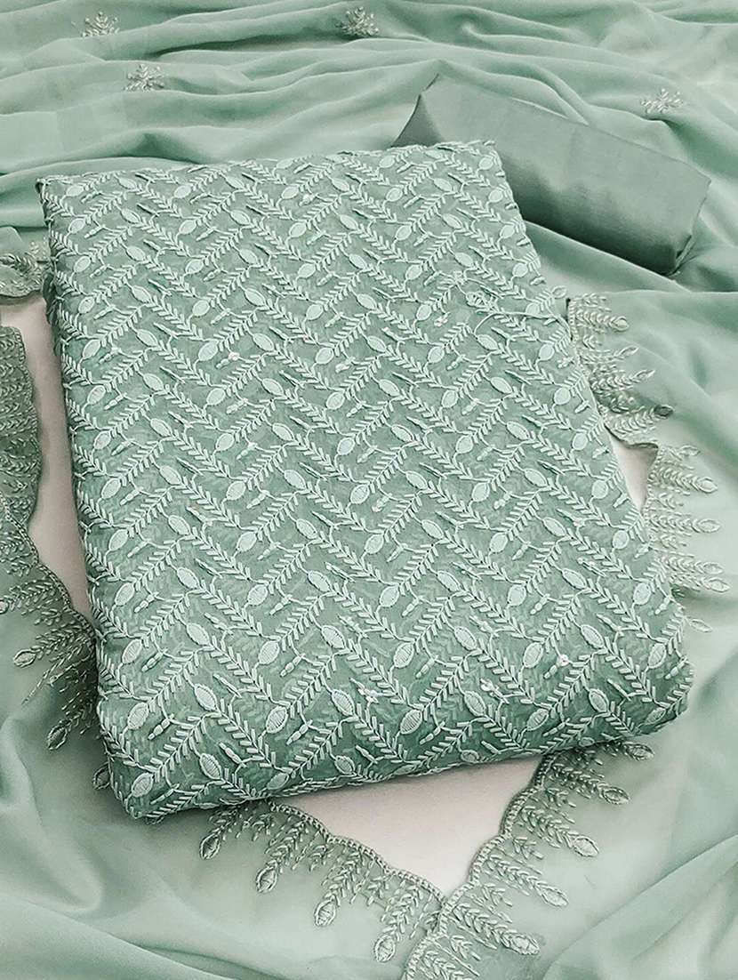 women solid with work unstitched suit set