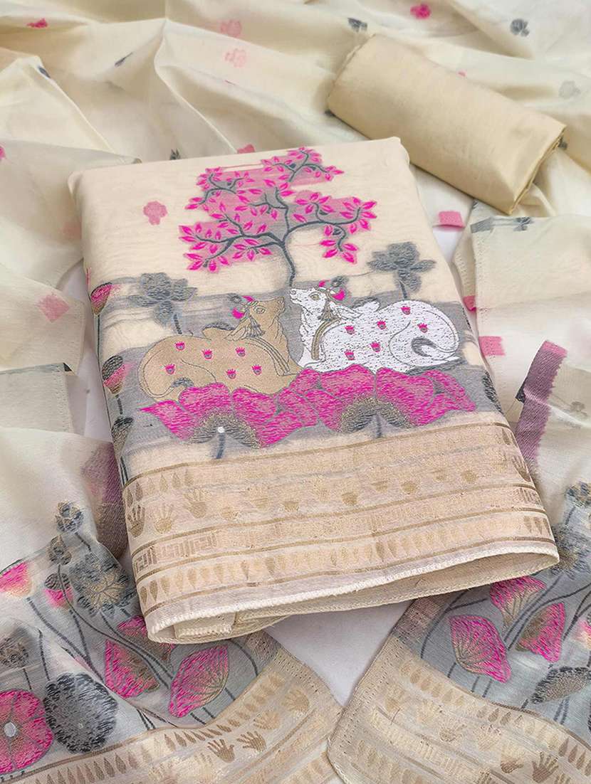 women self design unstitched suit set