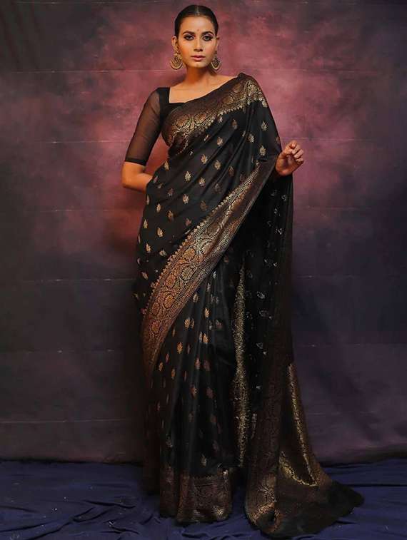 women self design banarasi saree with blouse