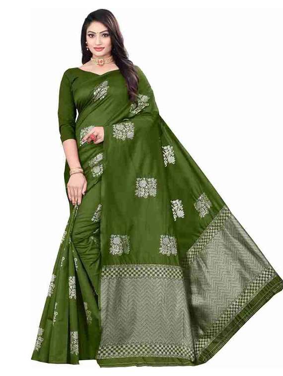 women self design banarasi saree with blouse