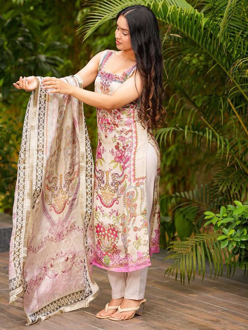 women printed sleeveless kurta pant with dupatta set - 22253583 -  Standard Image - 3