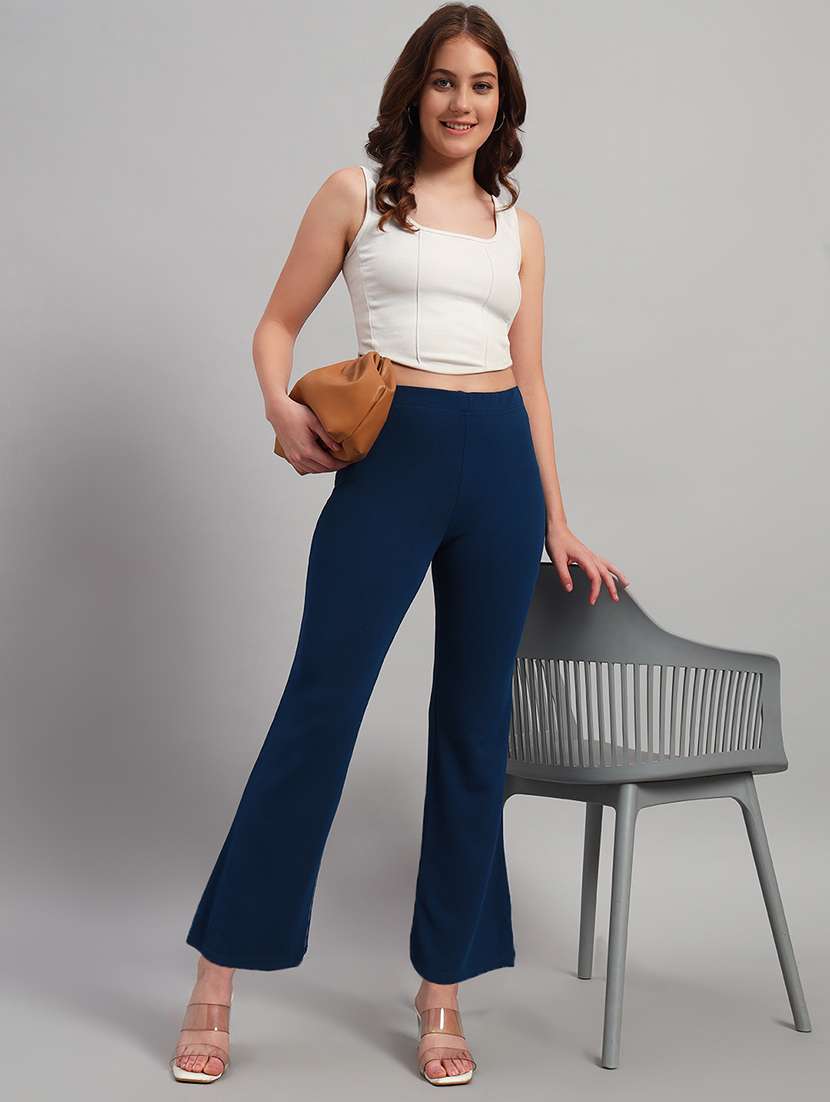 women solid mid rise bootcut trouser - 22253605 -  Standard Image - 5