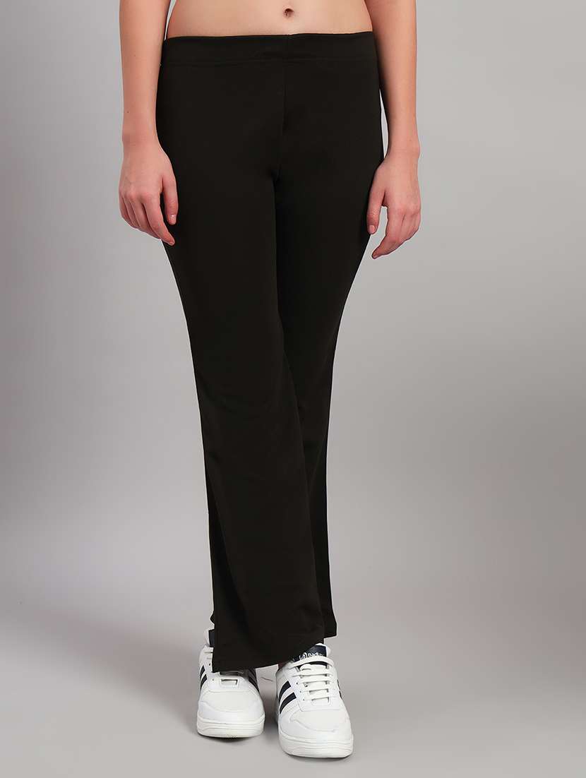 women solid mid rise bootcut trouser