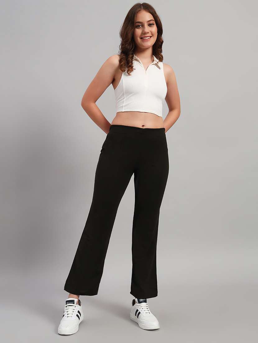 women solid mid rise bootcut trouser - 22253606 -  Standard Image - 5