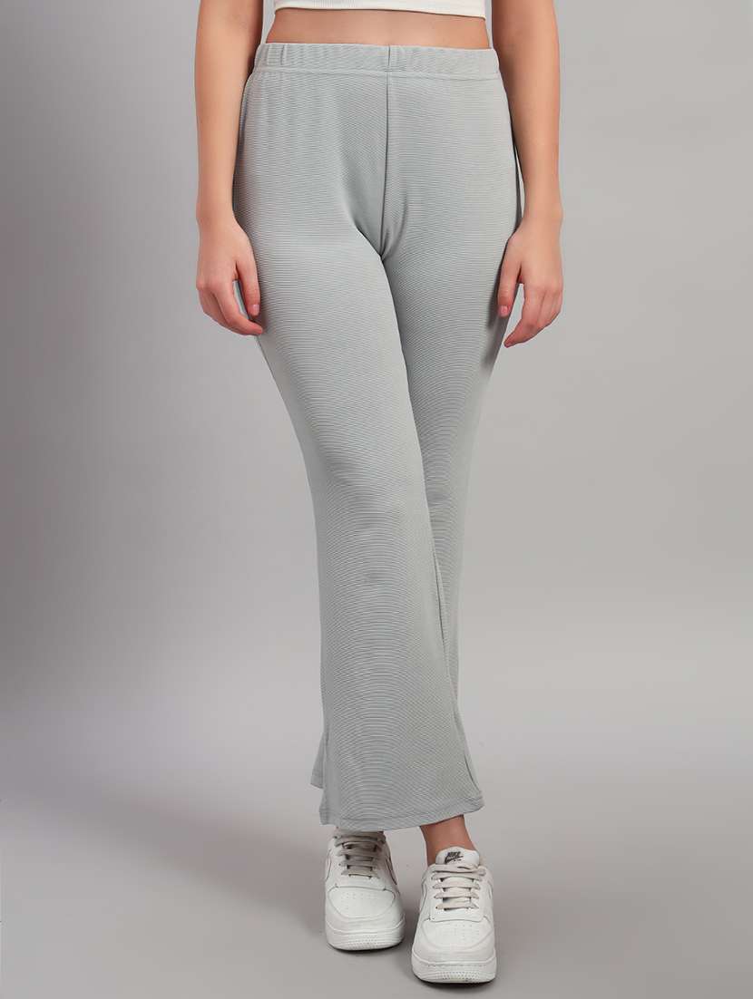 women solid mid rise bootcut trouser