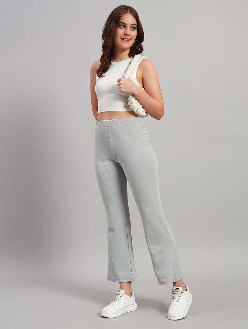 women solid mid rise bootcut trouser - 22253607 -  Standard Image - 5