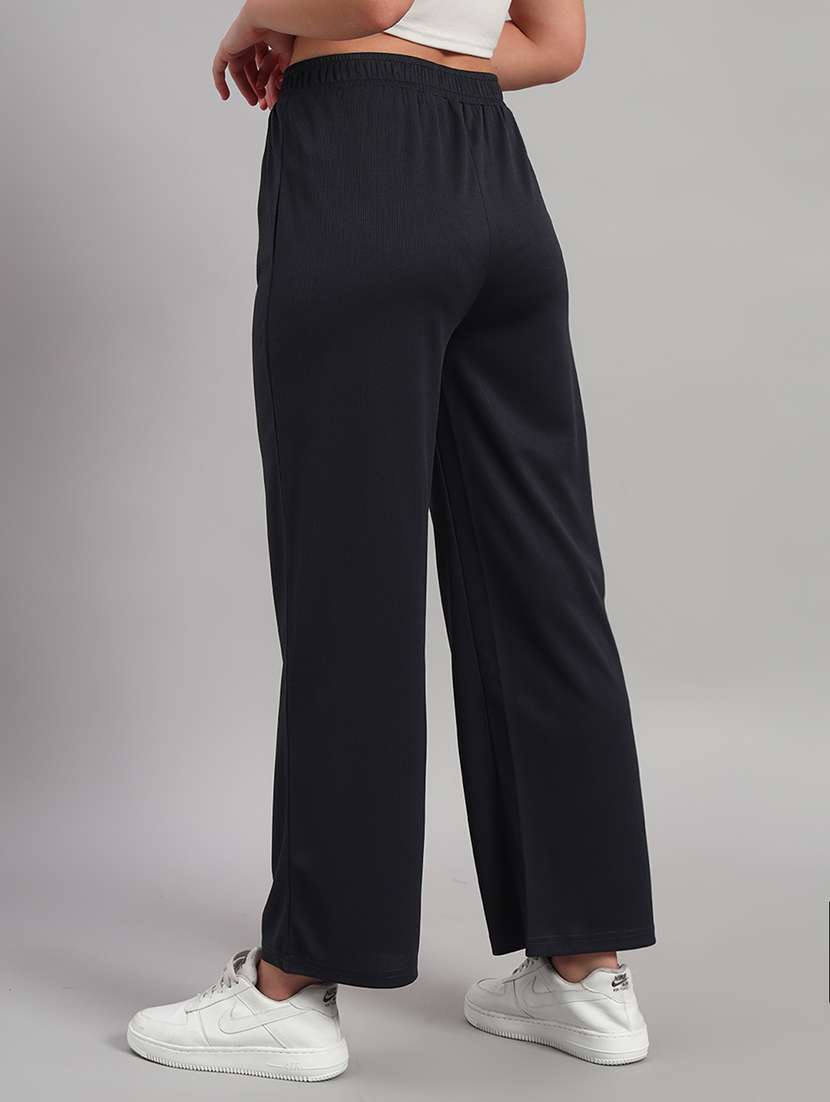 women solid mid rise wide leg trouser - 22253609 -  Standard Image - 3