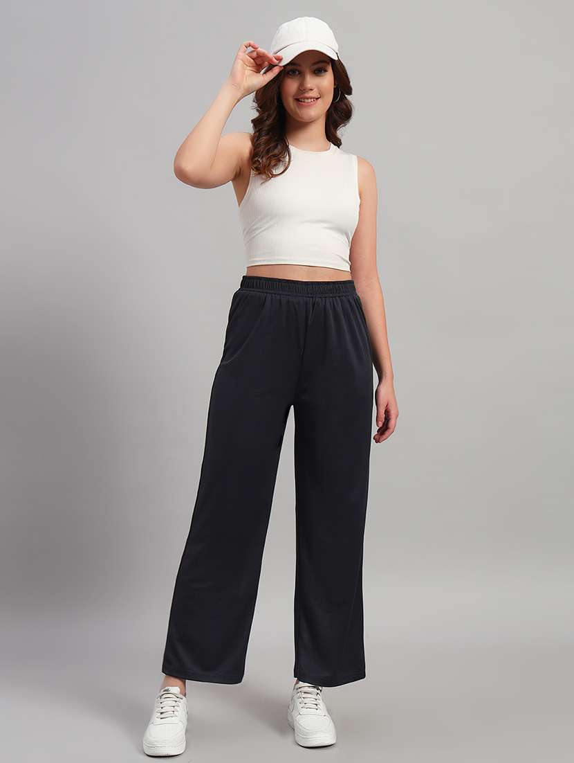 women solid mid rise wide leg trouser - 22253609 -  Standard Image - 5