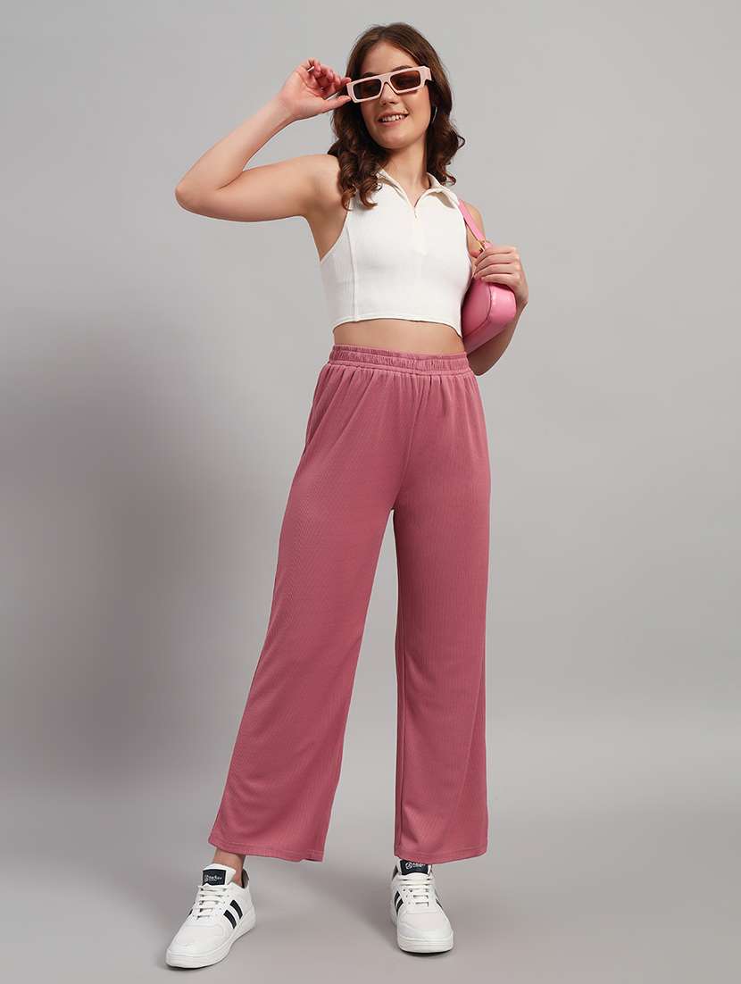 women solid mid rise wide leg trouser - 22253610 -  Standard Image - 5