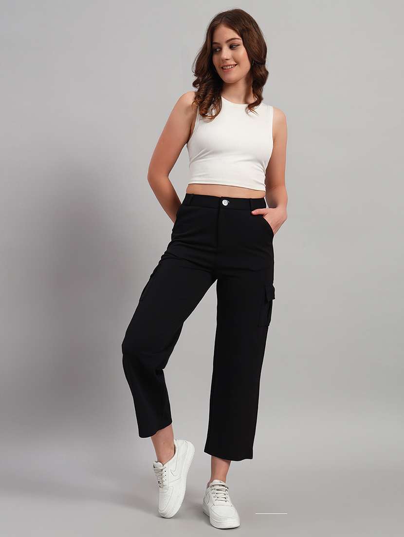 women solid mid rise cargo - 22253611 -  Standard Image - 5